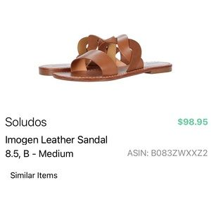 Soludos Imogen Tan Leather Flat Sandal 8.5